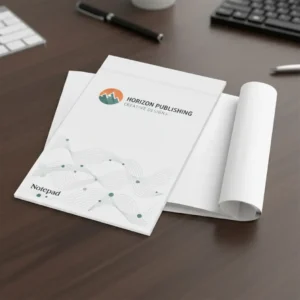 Premium custom notepad printing in Delhi by Printel Deziner featuring Horizon Publishing and Kanta Enterprises branded memo pads