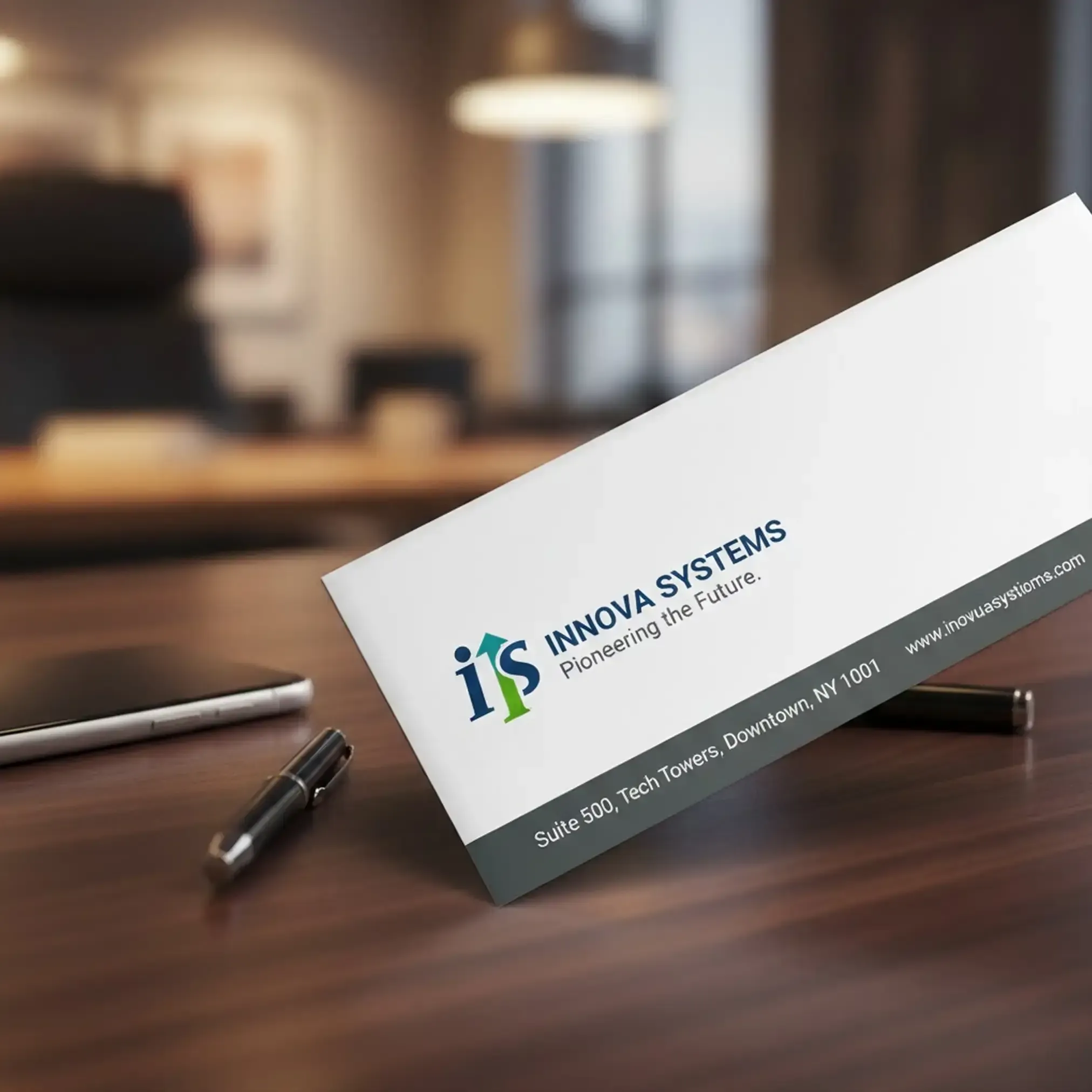Premium custom business envelope printing in Delhi by Printel Deziner featuring corporate branding for healthcare and tech firms