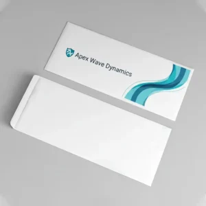 Premium custom business envelope printing in Delhi by Printel Deziner featuring corporate branding for healthcare and tech firms
