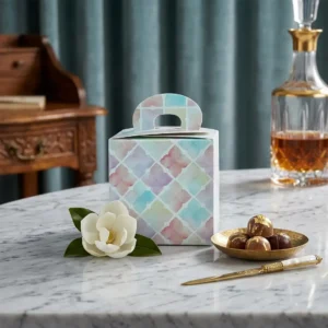 Premium Mini Hut Shape Gift Boxes by Printel Deziner Delhi featuring pastel floral prints and die-cut windows, perfect for jewelry and single wedding favors