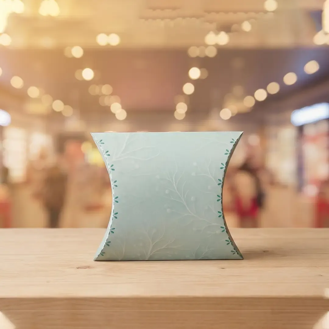 Custom floral print pillow shape gift boxes by Printel Deziner Delhi, ideal for wedding favors and luxury product packaging