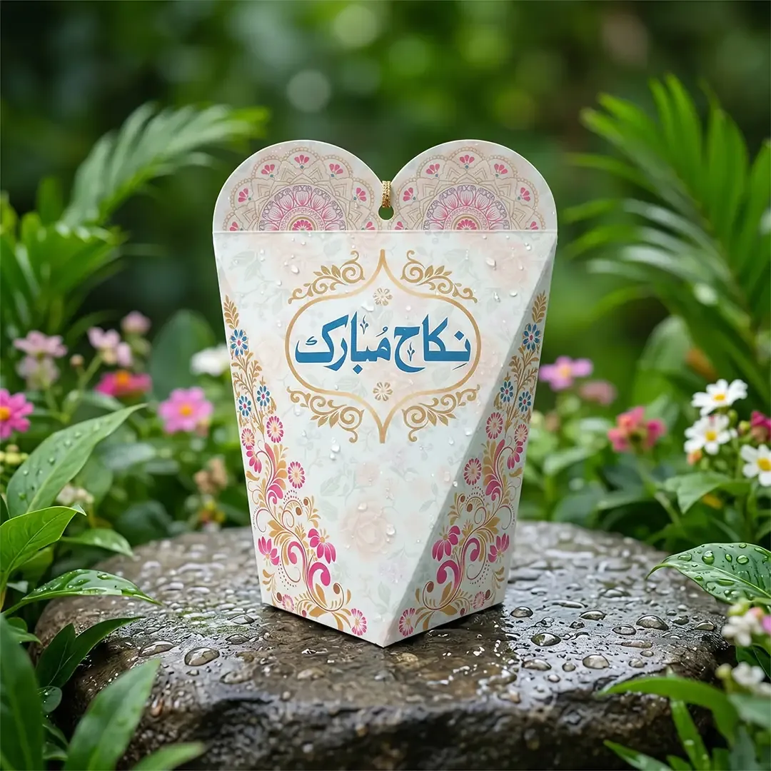 Heart Shape Nikah Mubarak Gift Box 2 Premium Nikah Mubarak Gift Box Printing in Delhi by Printel Deziner featuring heart-shape wedding favor boxes
