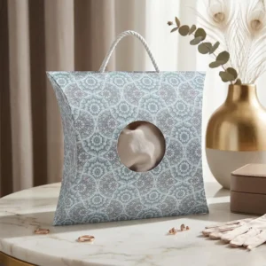 remium large pillow boxes with handles and windows by Pillow Box Manufacturers in Delhi Printel Deziner, featuring rose and mandala prints