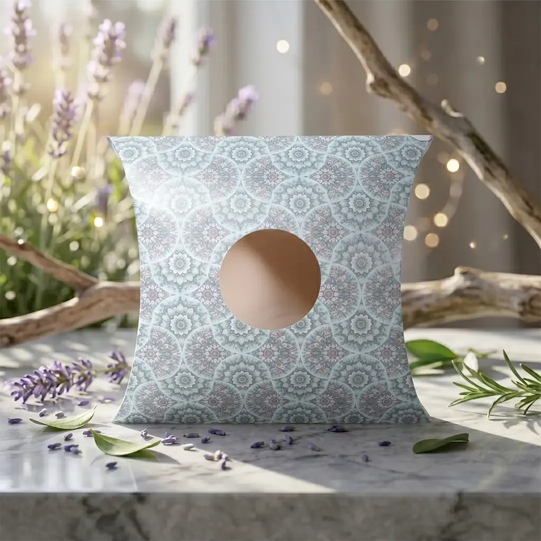 Premium floral window pillow boxes by Pillow Box Printing in Delhi expert Printel Deziner, featuring rose and mandala patterns for luxury sweets and jewelry