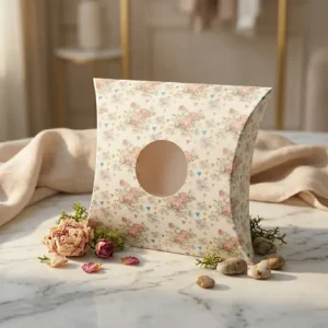 Premium floral window pillow boxes by Pillow Box Printing in Delhi expert Printel Deziner, featuring rose and mandala patterns for luxury sweets and jewelry
