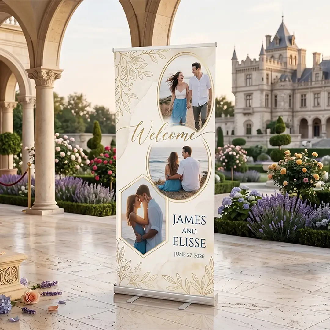 Premium Standee Printing Delhi - Elegant wedding welcome retractable standee